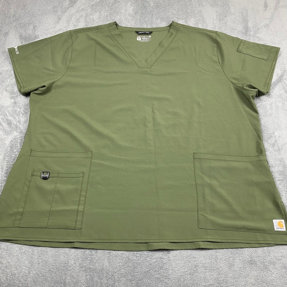 Carhartt Womens 3XL Scrub Top Olive Green Force Modern Fit V-Neck C12110